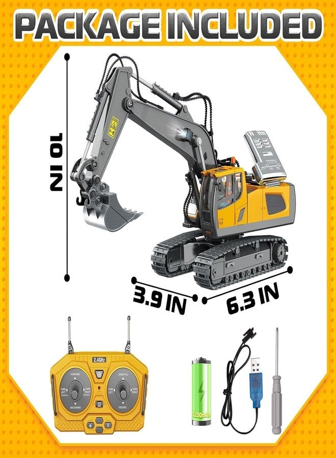 JOYJAY Rc Excavator 11 Channel Rc Excavator Truck Toys Metal Shovel, 1/20 Scale Remote Control Construction Vehicles Tractor, 2.4GHz Boy Toy Gift for Kids and Adults, Multicolor - Image 2